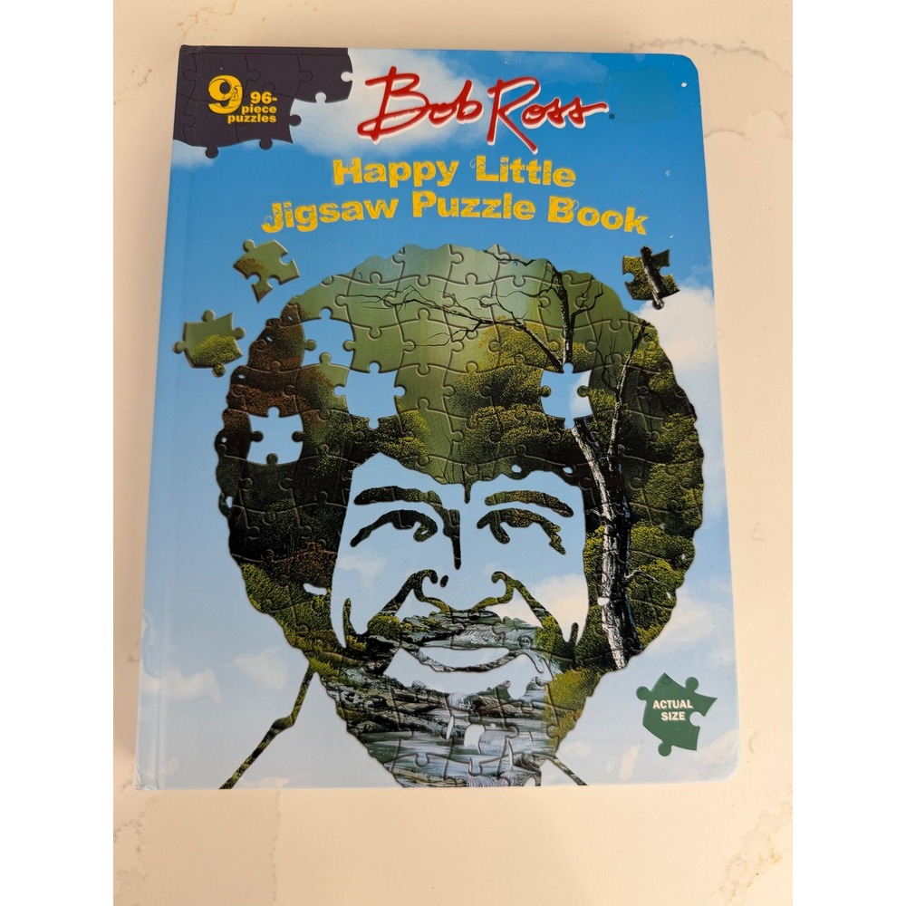 Bob Ross Happy Little Jigsaw Puzzle Book 9 Puzzles 96 Pieces Each Blue Art Book